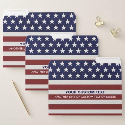 USA American Flag Patriotic July 4th Custom Text File Folder