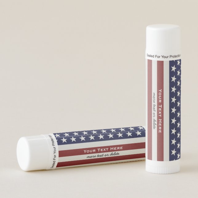 USA American Flag Patriotic July 4th Custom Text Lip Balm (Front)