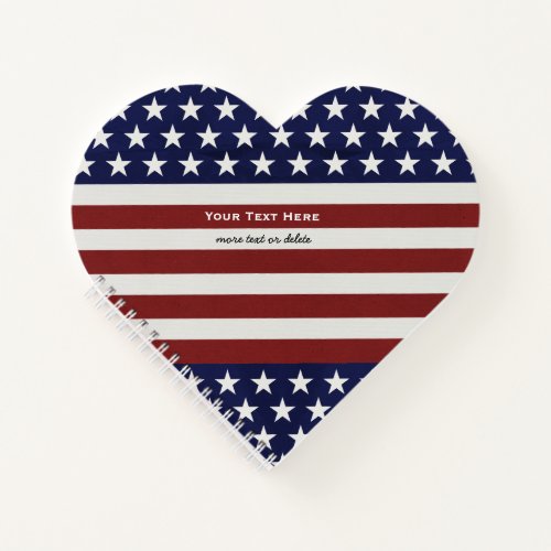 USA American Flag Patriotic July 4th Heart Custom Notebook