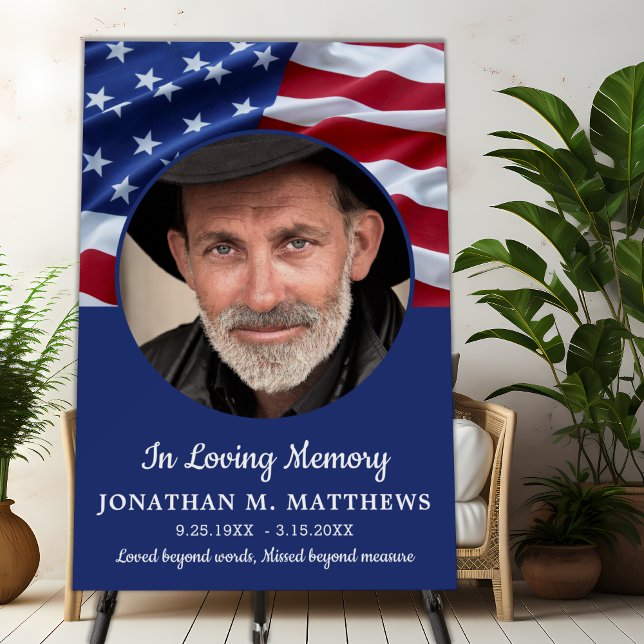 USA American Flag Patriotic Memorial Photo Funeral Foam Board (Creator Uploaded)