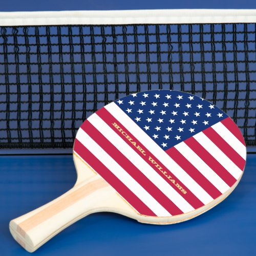 USA American Flag Patriotic Monogram Table Tennis Ping Pong Paddle
