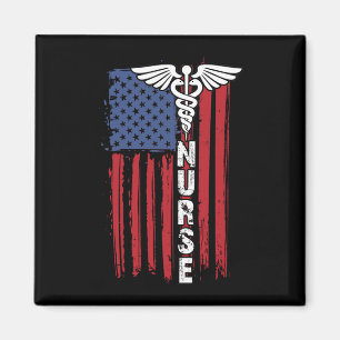 USA American Flag Patriotic Nurse Week Nursing Magnet