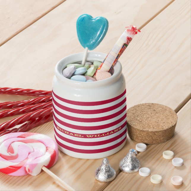 USA American Flag Patriotic Personalized Monogram Candy Jar (In Situ)