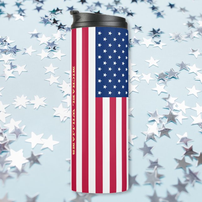 USA American Flag Patriotic Personalized Monogram Thermal Tumbler (USA American Flag Patriotic Personalized Monogram Thermal Tumbler)