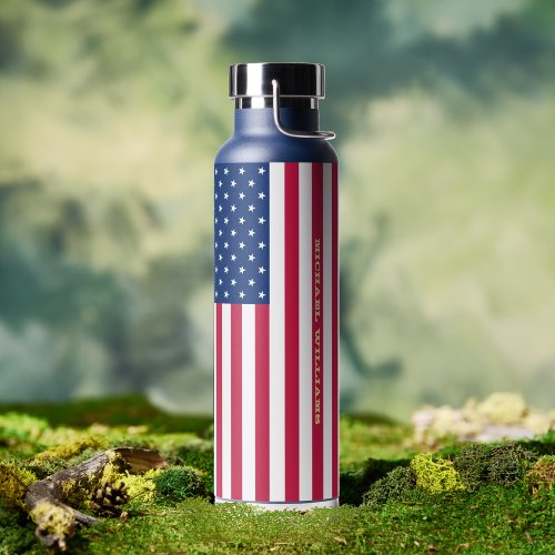 USA American Flag Patriotic Personalized Monogram Water Bottle