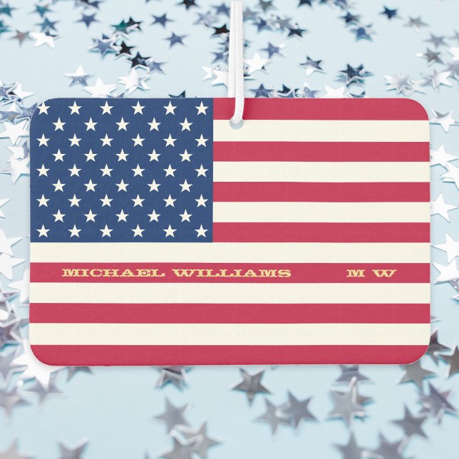 USA American Flag Patriotic Quote Monogrammed Car Air Freshener (USA American Flag Patriotic Quote Monogrammed Car Air Freshener)