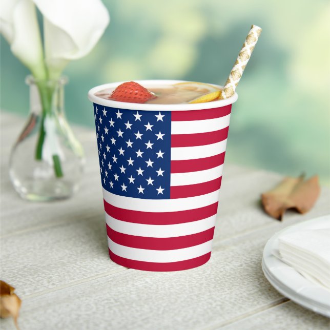 USA American Flag Patriotic  Red White Blue Paper Cups (Insitu)