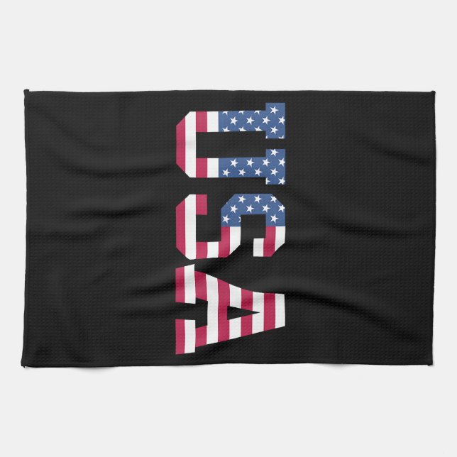 USA American Flag Patriotic Red White Blue Stars & Kitchen Towel (Horizontal)
