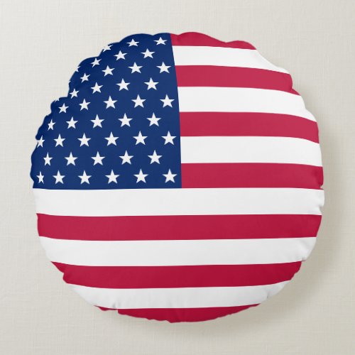 USA American Flag Patriotic Round Throw Pillow US