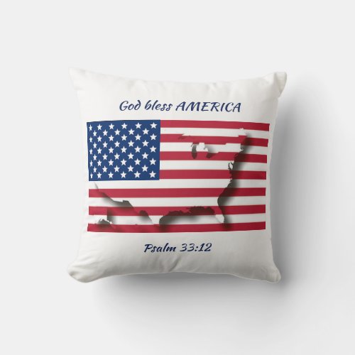 USA AMERICAN FLAG Patriotic Scripture Custom Throw Pillow