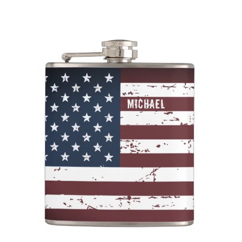 USA American Flag Patriotic Stars Stripes Flask