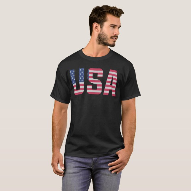 USA American Flag Patriotic T-Shirt (Front Full)