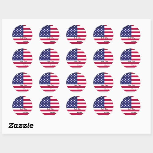 USA  American flag patriots holiday  sports Classic Round Sticker