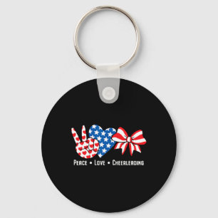 Usa American Flag Peace Love Cheerleading Cheerlea Keychain
