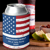 American Flag Can Cooler - Stainless Steel Torn Flag Beer Cooler