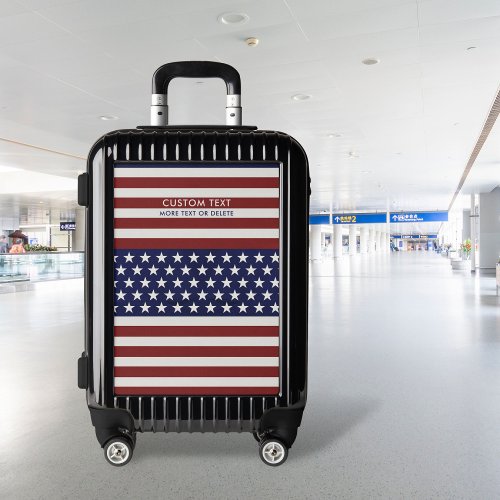 USA American Flag Personalized Custom Name Text Luggage