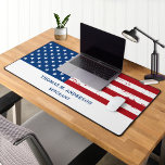 USA American Flag Personalized Military  Desk Mat<br><div class="desc">Thin Blue Line Police Desk Mat - American flag modern bred white and blue design . Personalize with military officers name. This personalized military desk mat is perfect for military branches, veterans, police departments and law enforcement officers. COPYRIGHT © 2023 Judy Burrows, Black Dog Art - All Rights Reserved. USA...</div>