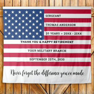 USA American Flag Personalized Military Retirement Tapestry