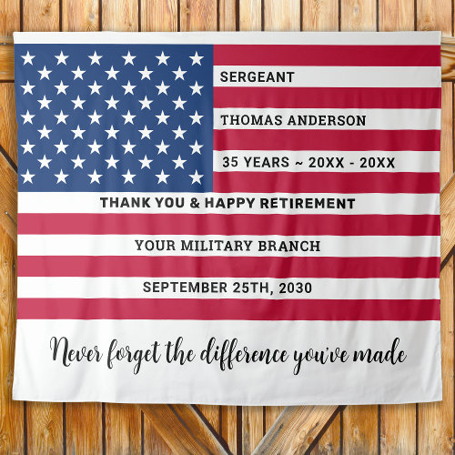 USA American Flag Personalized Military Retirement Tapestry
