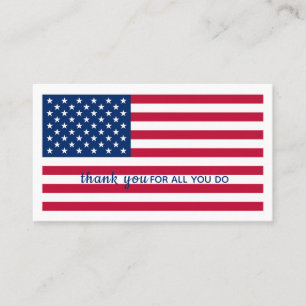 USA American Flag Personalized Military Thank You Business Card