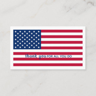 USA American Flag Personalized Military Thank You Business Card