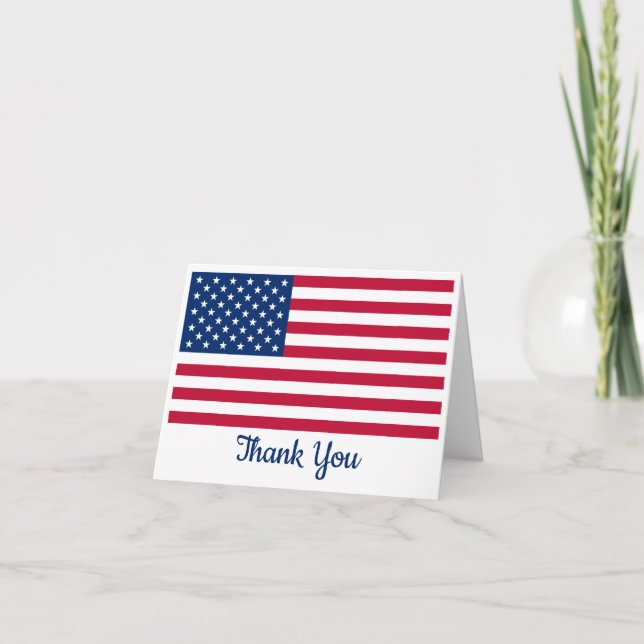 USA American Flag Personalized Military Thank You Card (Front)