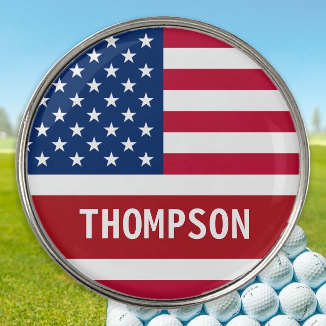 USA American Flag Personalized Patriotic Golf Ball Marker (Creator Uploaded)
