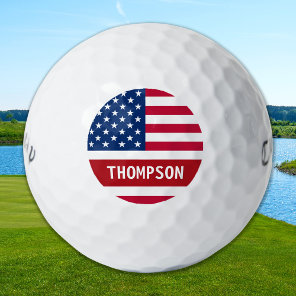 USA American Flag Personalized Patriotic Golf Balls