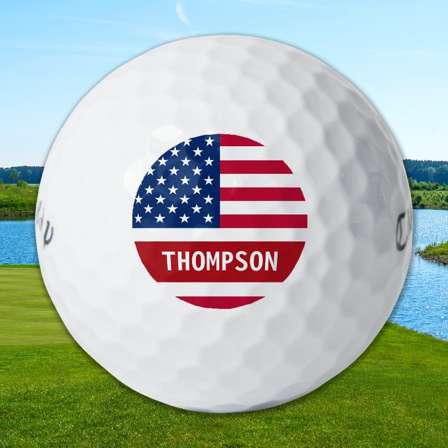 USA American Flag Personalized Patriotic Golf Balls (Creator Uploaded)