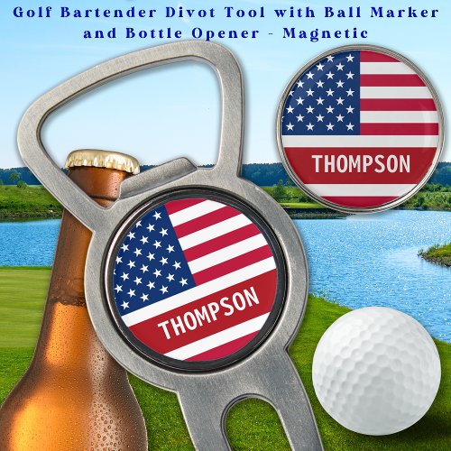 USA American Flag Personalized Patriotic Golf Divot Tool