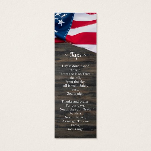 USA American Flag Photo Memorial Prayer Bookmark (Back)