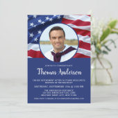 USA American Flag Photo Military Retirement Invitation (Standing Front)