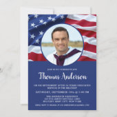 USA American Flag Photo Military Retirement Invitation (Front)