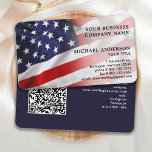 USA American Flag Professional QR Code Patriotic Business Card
