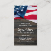 Usa American Flag Qr Code Rustic Wood Patriotic Business Card 