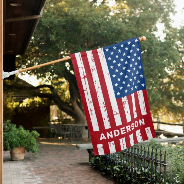 USA American Flag Red Blue Patriotic House Flag (In SItu)