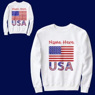 USA American Flag Red Personalized Men's  Sweatshirt