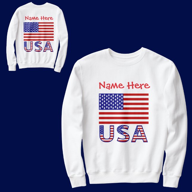USA American Flag Red Personalized Men's  Sweatshirt (Creator Uploaded)