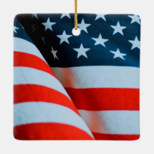 USA American Flag Red White and Blue Ceramic Ornament