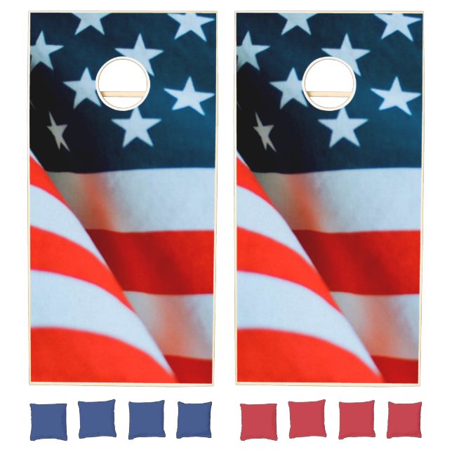 USA American Flag Red White and Blue Cornhole Set (Set)
