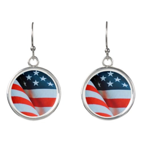 USA American Flag Red White and Blue Earrings