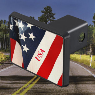 USA American Flag Red White and Blue Hitch Cover