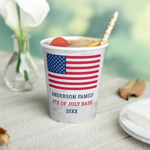 USA American Flag Red White Blue 4th Of July Paper Cups