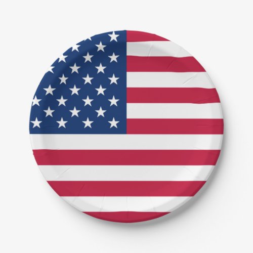 USA American Flag Red White Blue Patriotic Paper Plates