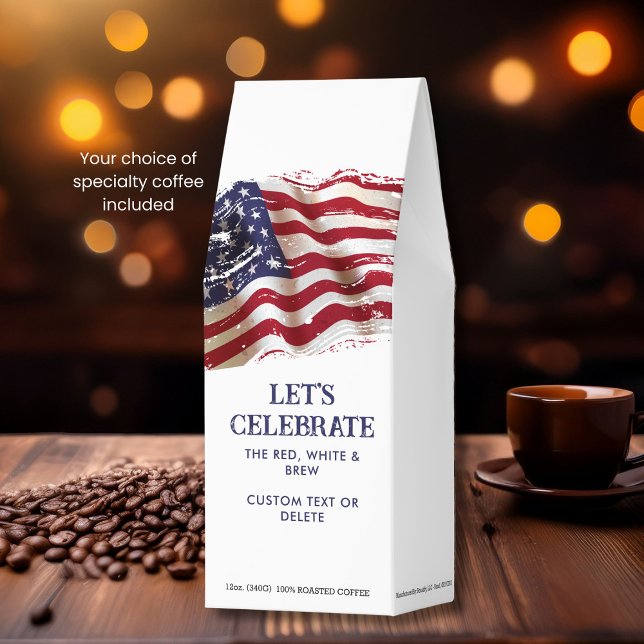 USA American Flag, Red, White & Brew Custom Text Roasted Coffee (Creator Uploaded)