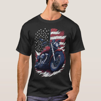 USA American Flag Rider Motorcycle Veteran Biker T-Shirt