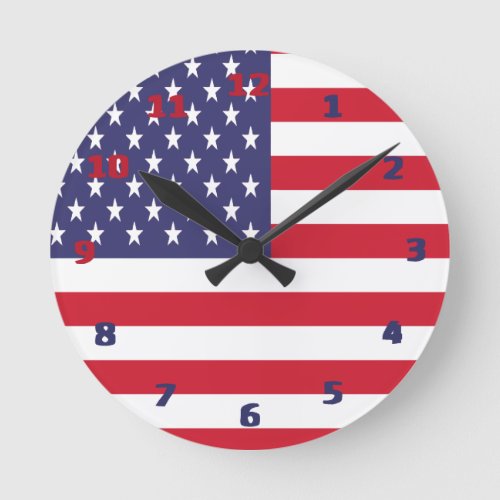 USA American Flag Round Clock