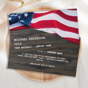 USA American Flag Rustic Wood Patriotic  Business Card
