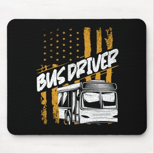 USA American Flag School Bus Driver Mouse Pad
