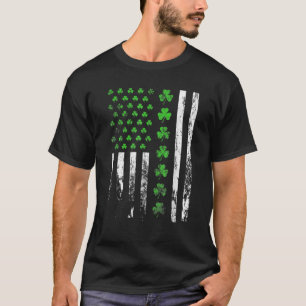 USA American Flag Shamrocks Irish St Patrick's Day T-Shirt